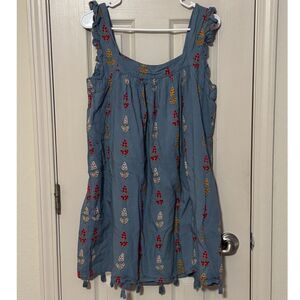 Sunshine‎ Tienda Sleeveless Floral Print Mini Blue Dress Women's M/L  /j2